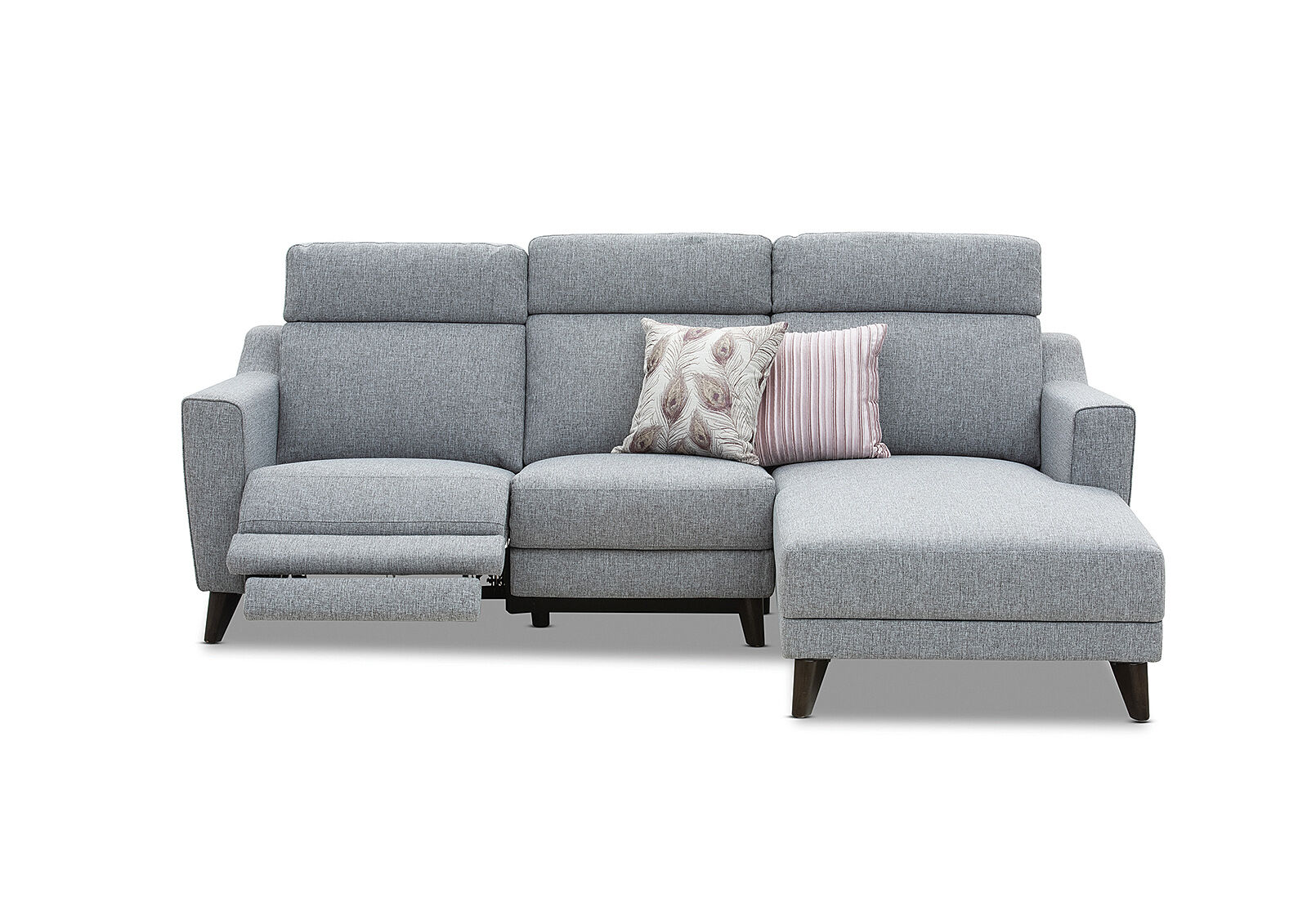 DELUCA - Fabric 3.5 Seater RHF Chaise with Inbuilt Electric Recliner DELUCA