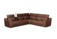 VANTRO LEATHER - Corner Lounge with 2 Inbuilt Electric Recliners and Speaker Console VANTRO LEATHER