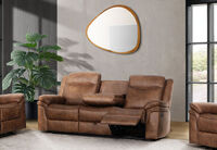 TULSA FABRIC - 3 Seater Manual Recliners with Drop Down Table TULSA FABRIC
