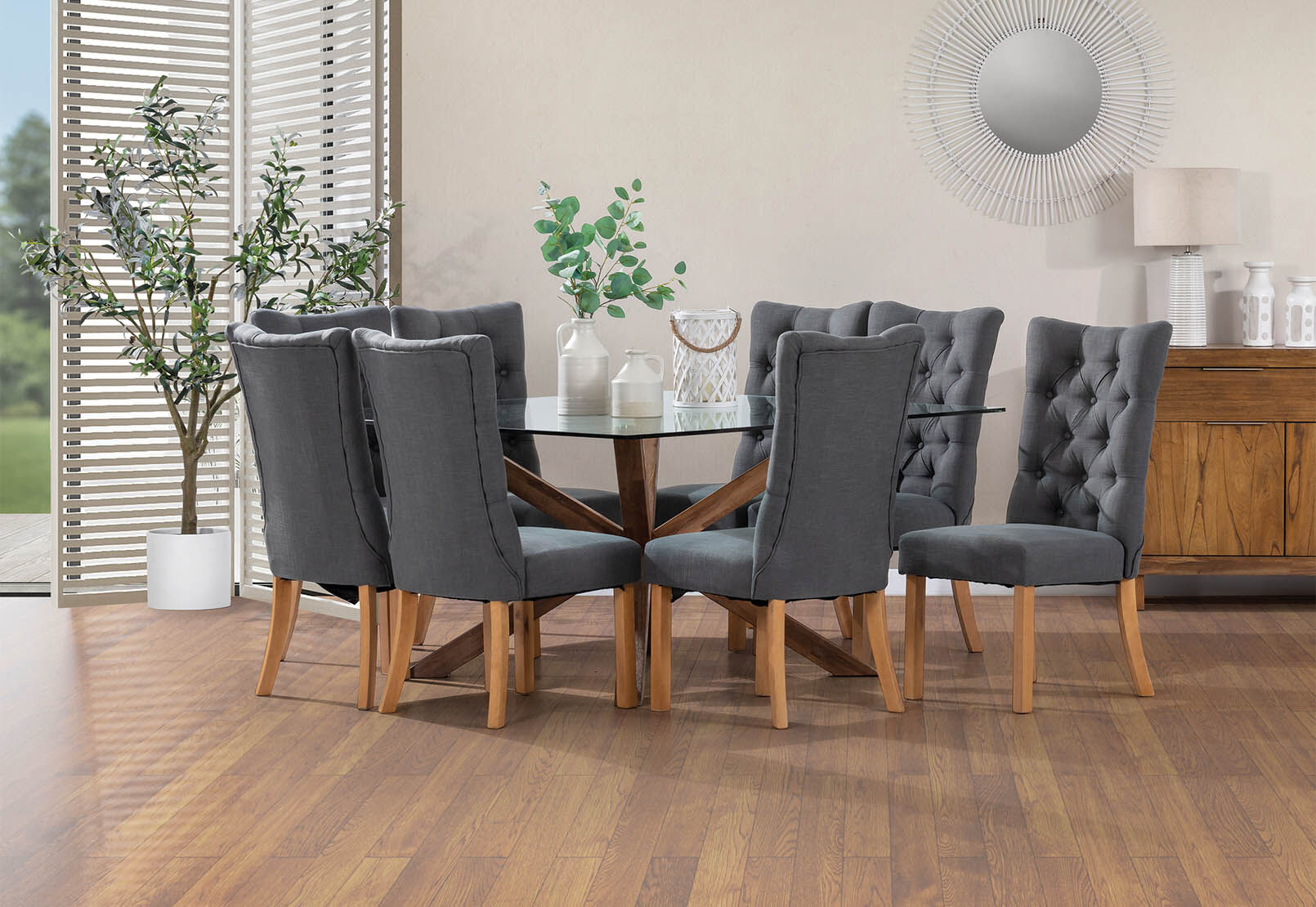 PROMENADE - 9 Piece Dining Suite with Nottingham Dining Chairs PROMENADE