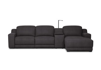 VANTRO FABRIC - 3 Seater RHF Chaise with Console and Inbuilt Electric Recliner