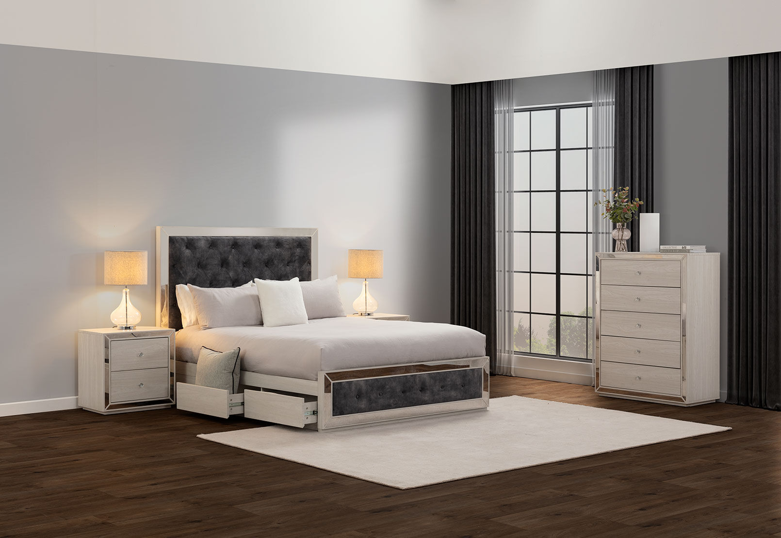 ISMENE - 4 Piece Queen Bed Tall Chest Suite ISMENE