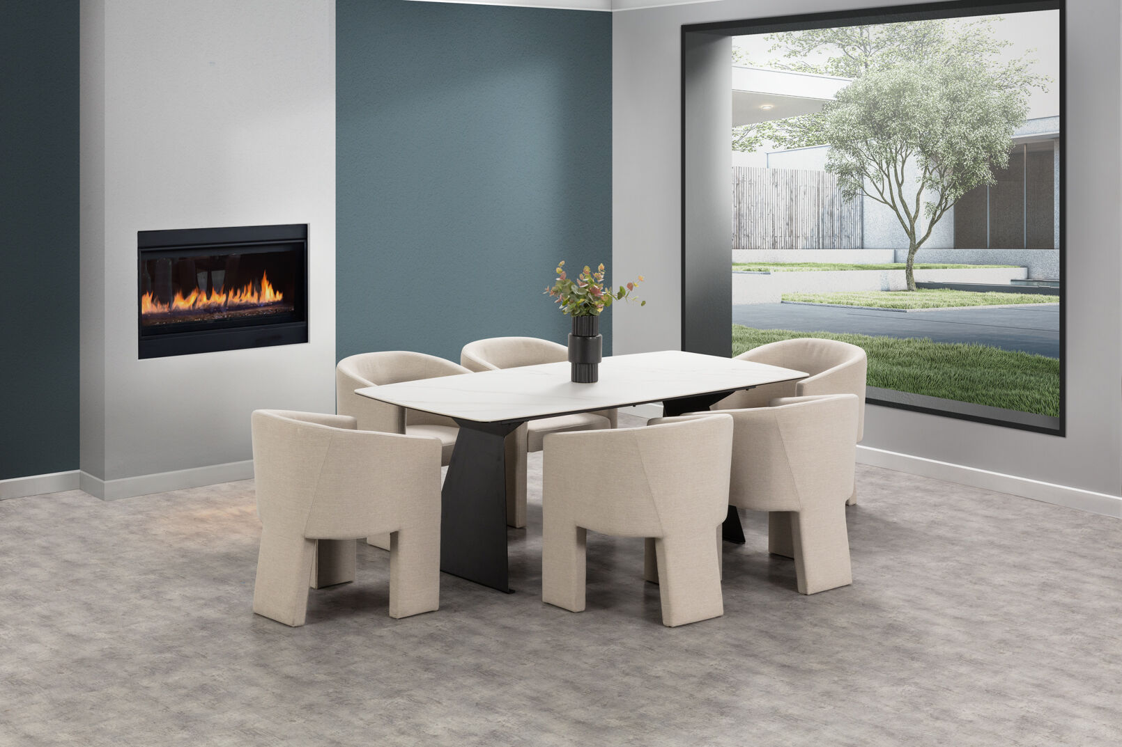 MACKINLEY - 7 Piece Suite with Alicante Dining Chairs. MACKINLEY