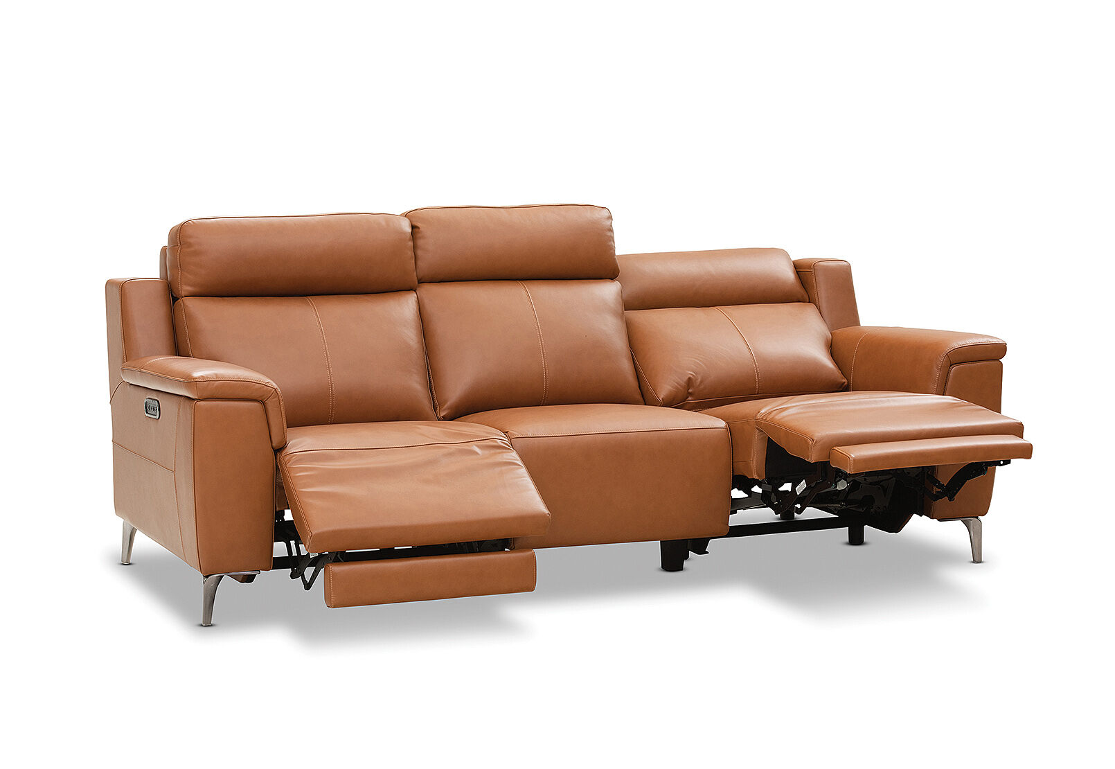 ARISTOTLE - Leather 3 Seater Sofa with 2 Inbuilt Electric Recliners ARISTOTLE