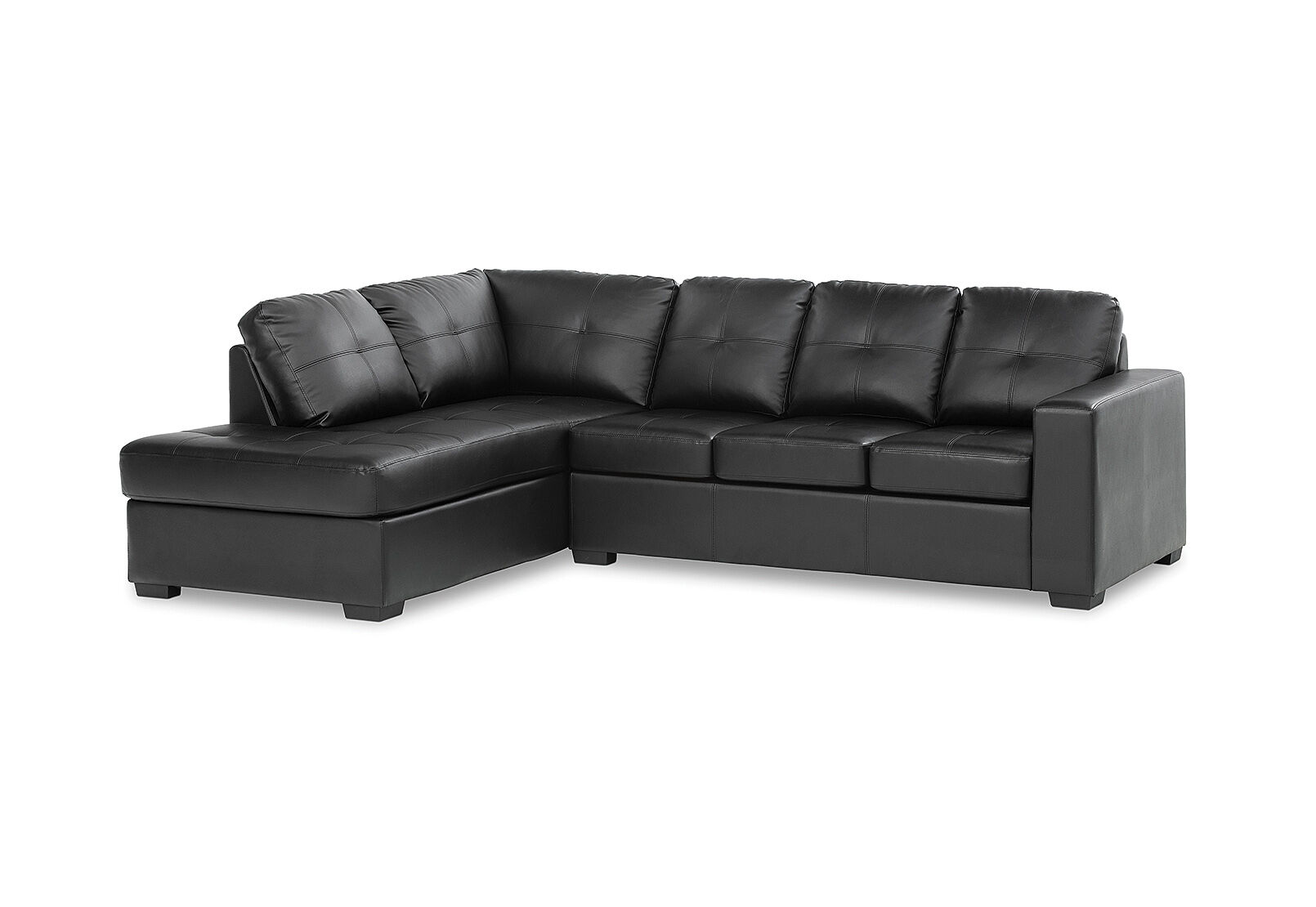 DIAMOND - Leather-Look Left-Hand Facing Corner Chaise with Sofa Bed DIAMOND