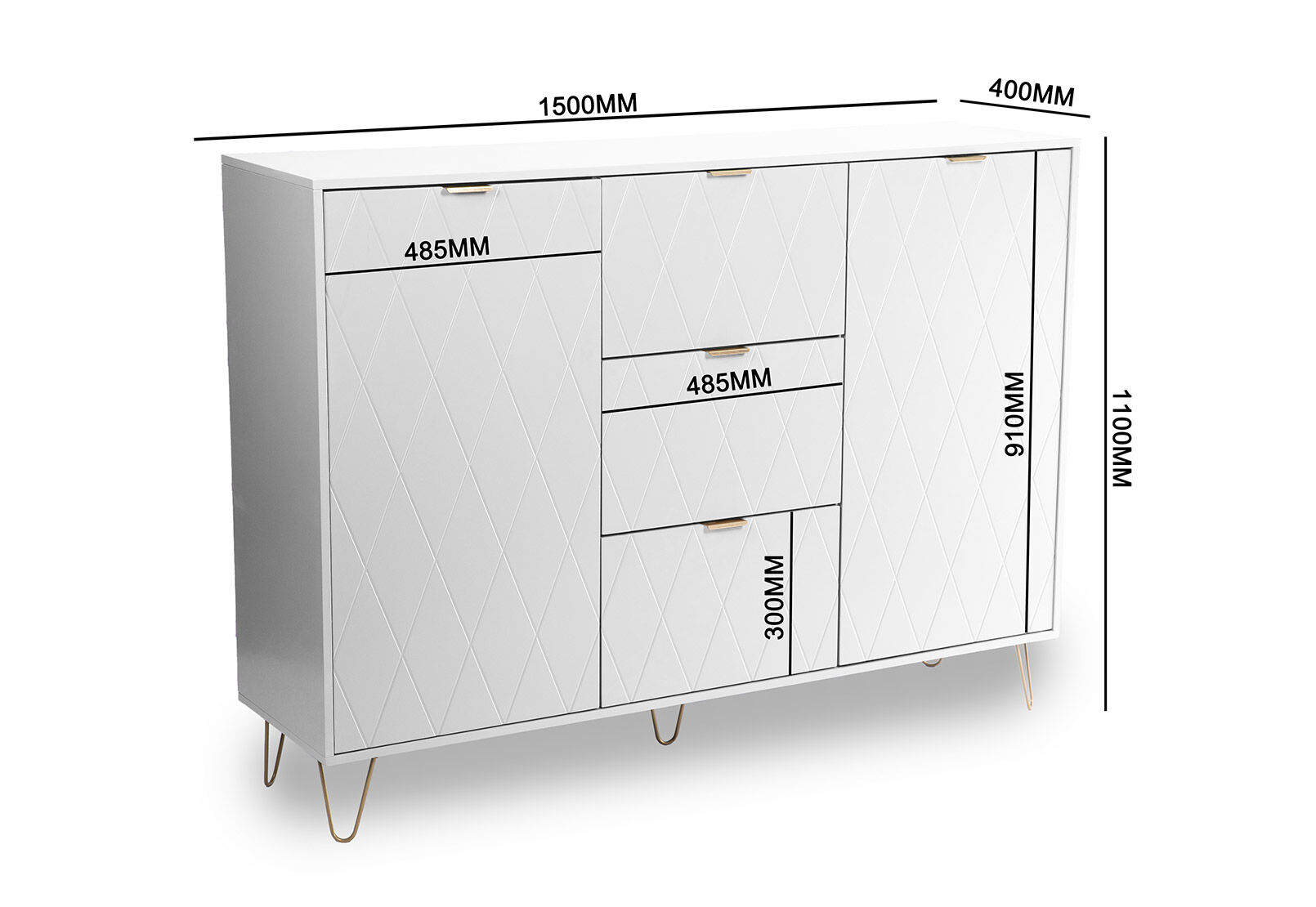 DORSEY - White 3 Drawer 2 Door Buffet DORSEY