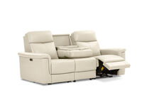 SERGIO LEATHER - 3 Seater with 2 Inbuilt Electric Recliners SERGIO LEATHER