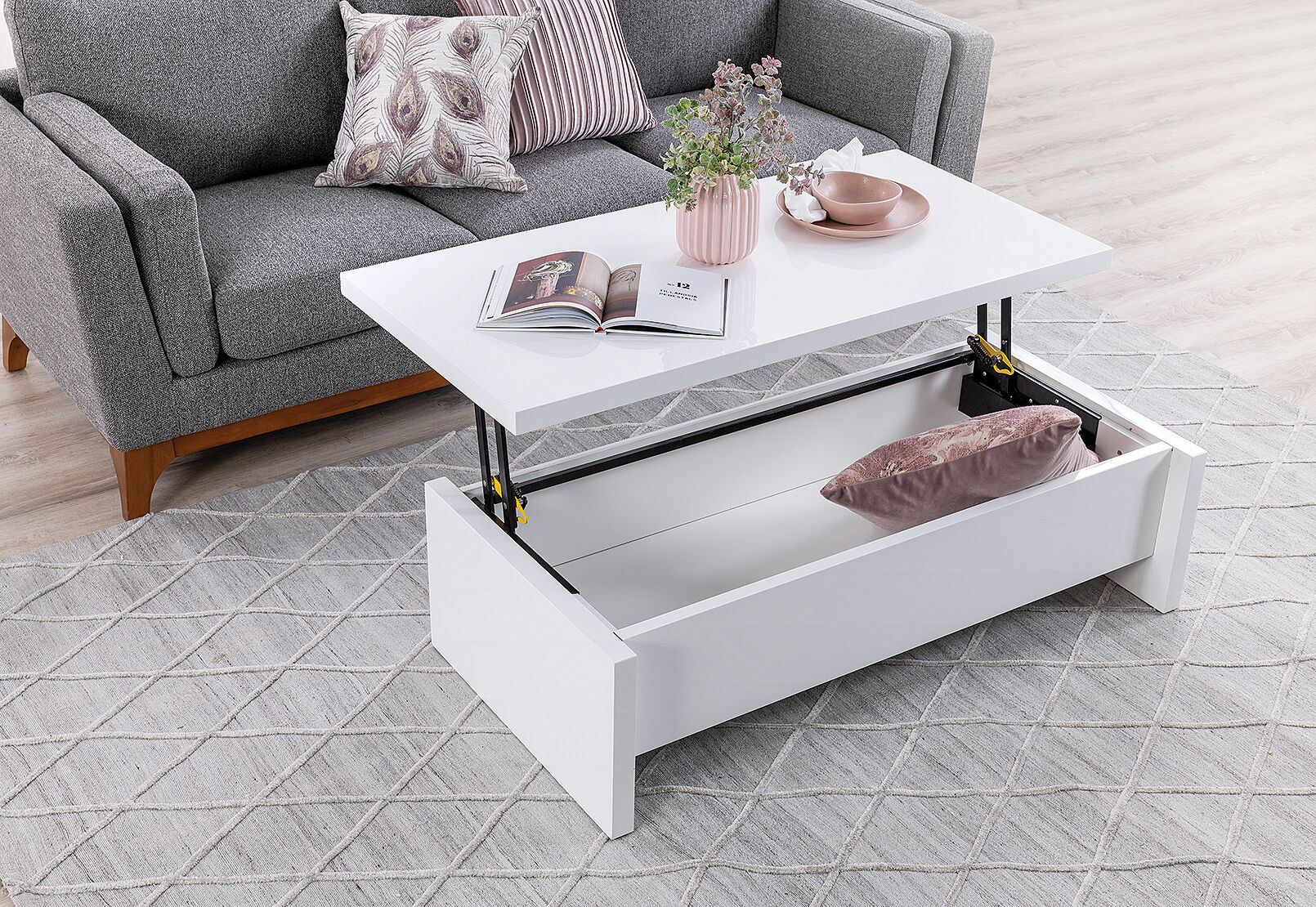 White Heben Lift Top Coffee Table Amart Furniture