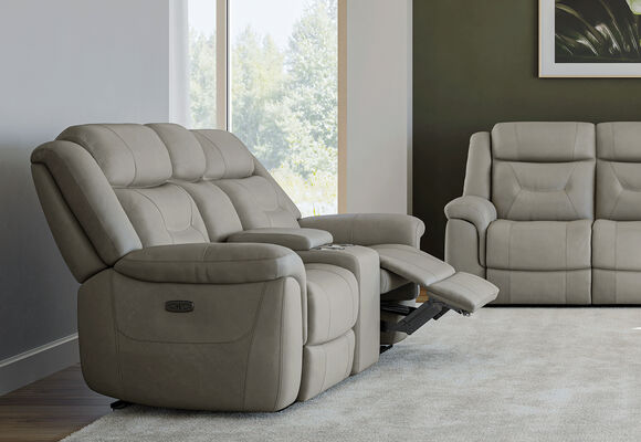 BRAYLON LEATHER - 2 Seater Electric Recliners with Console