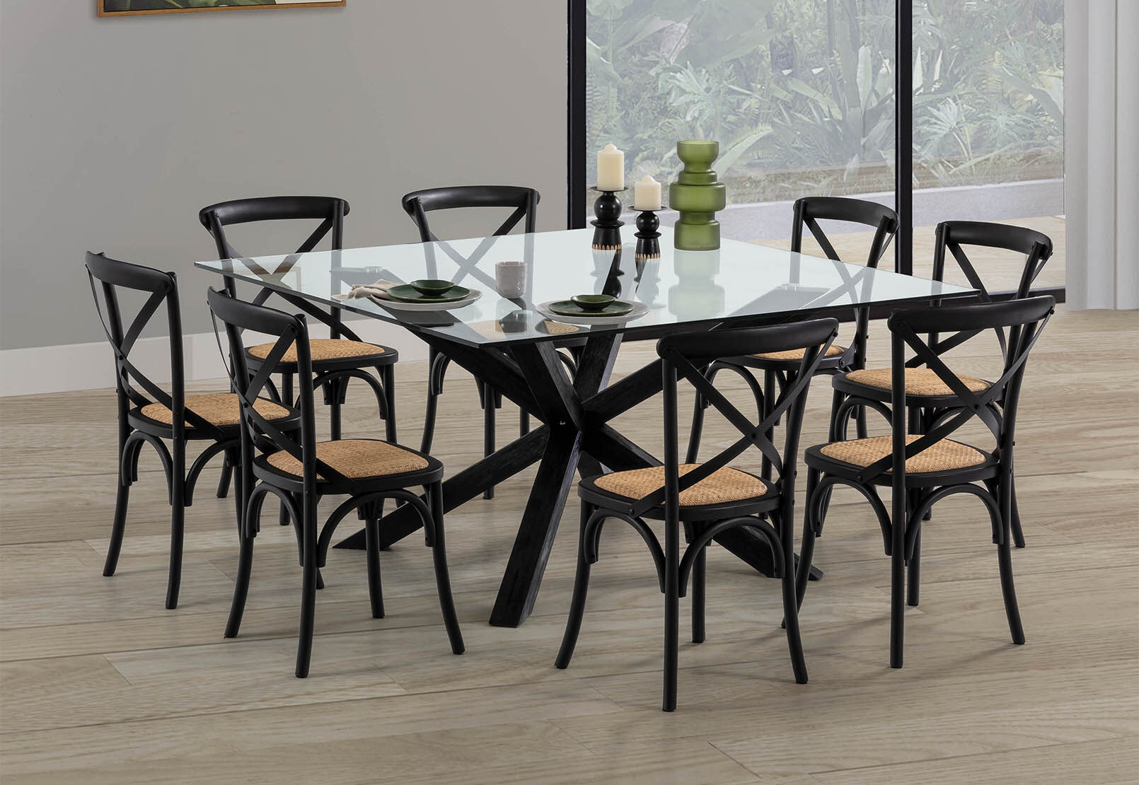 PROMENADE - Square Glass Top Dining Table PROMENADE