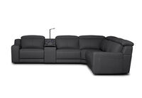 VANTRO LEATHER - Corner Lounge with 2 Inbuilt Electric Recliners and Speaker Console VANTRO LEATHER