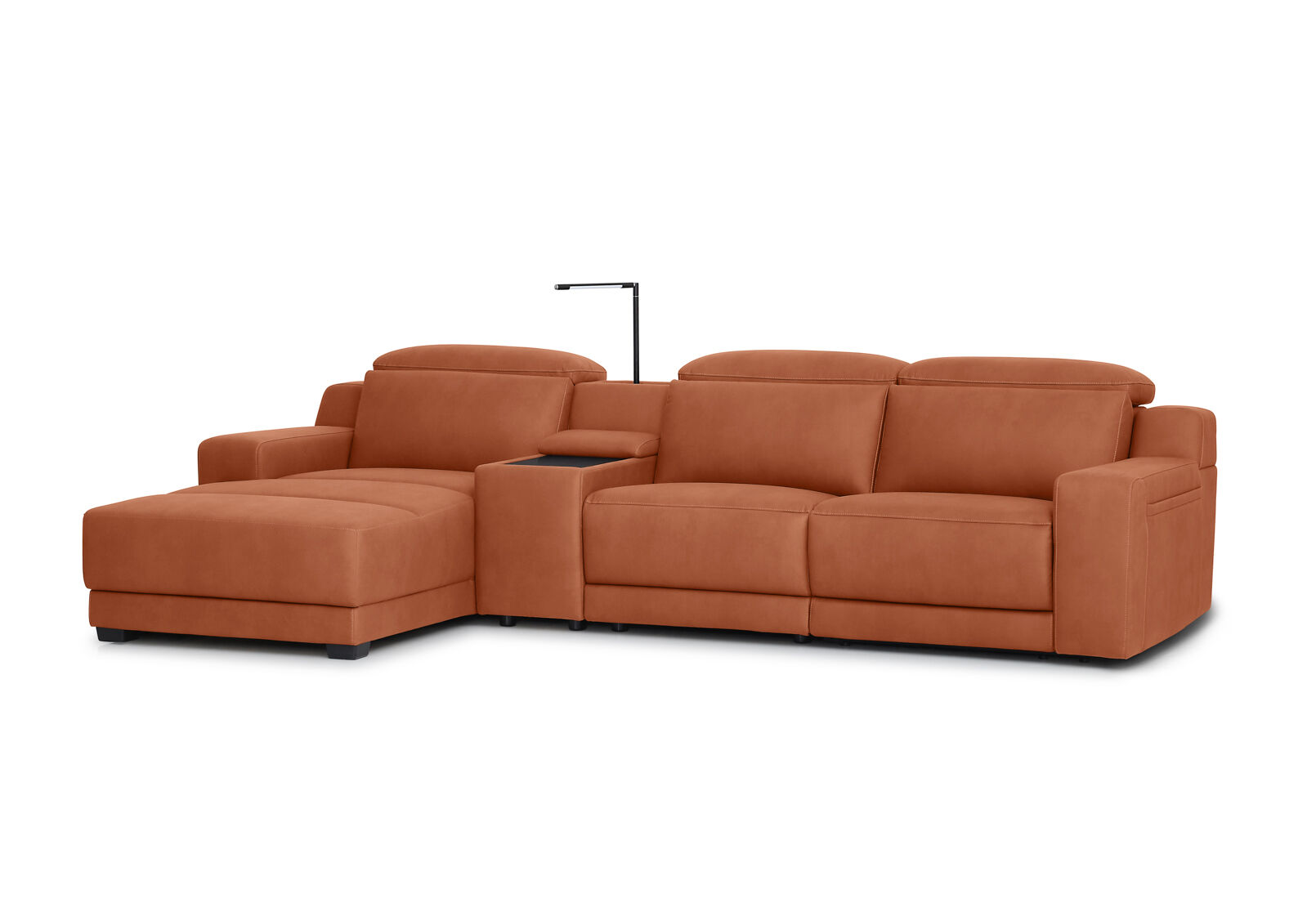 VANTRO FABRIC - 3 Seater LHF Chaise with Console and Inbuilt Electric Recliner VANTRO FABRIC
