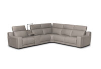 VANTRO LEATHER - Corner Lounge with 2 Inbuilt Electric Recliners and Console VANTRO LEATHER