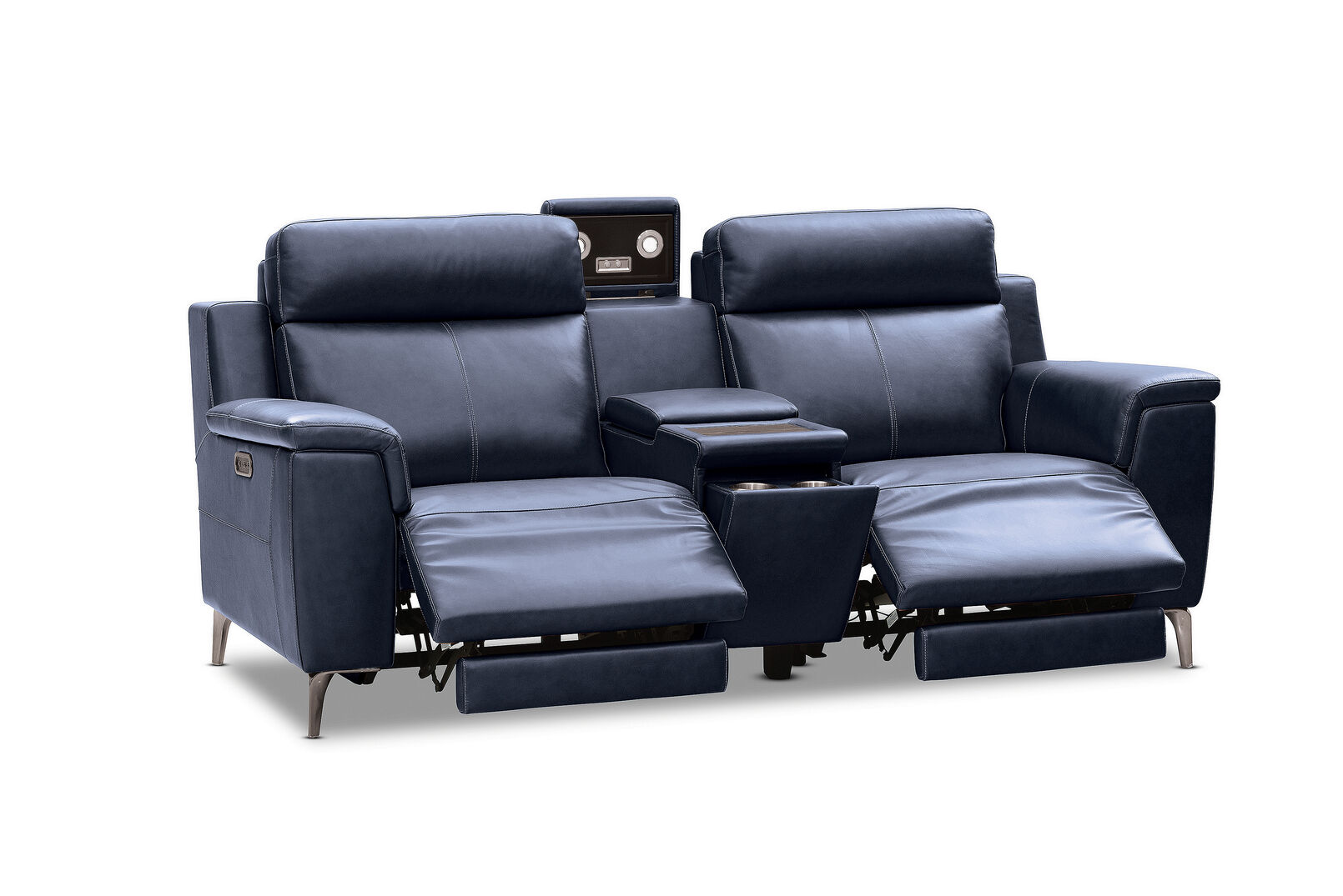 ARISTOTLE - Leather 2 Seater Sofa with Console and 2 Inbuilt Electric Recliners ARISTOTLE