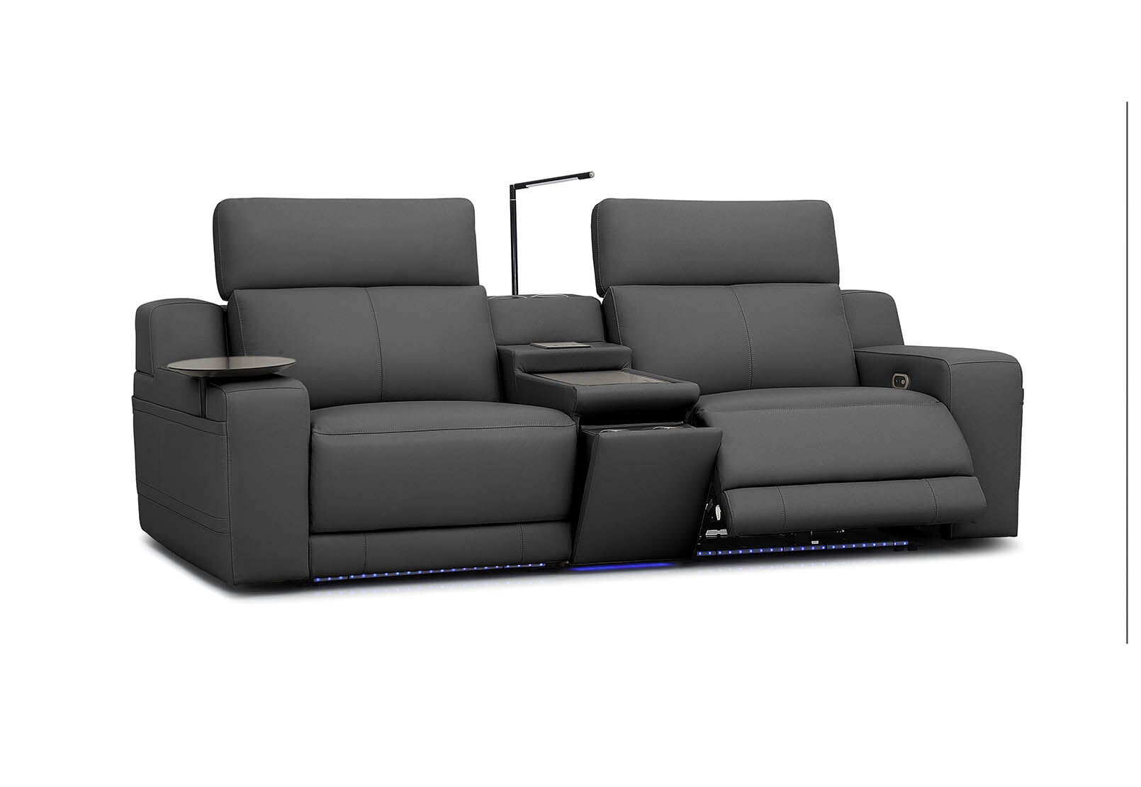 CASSIUS MK2 LEATHER - 2 Seater with Console and 2 Inbuilt Electric Recliners CASSIUS MK2 LEATHER