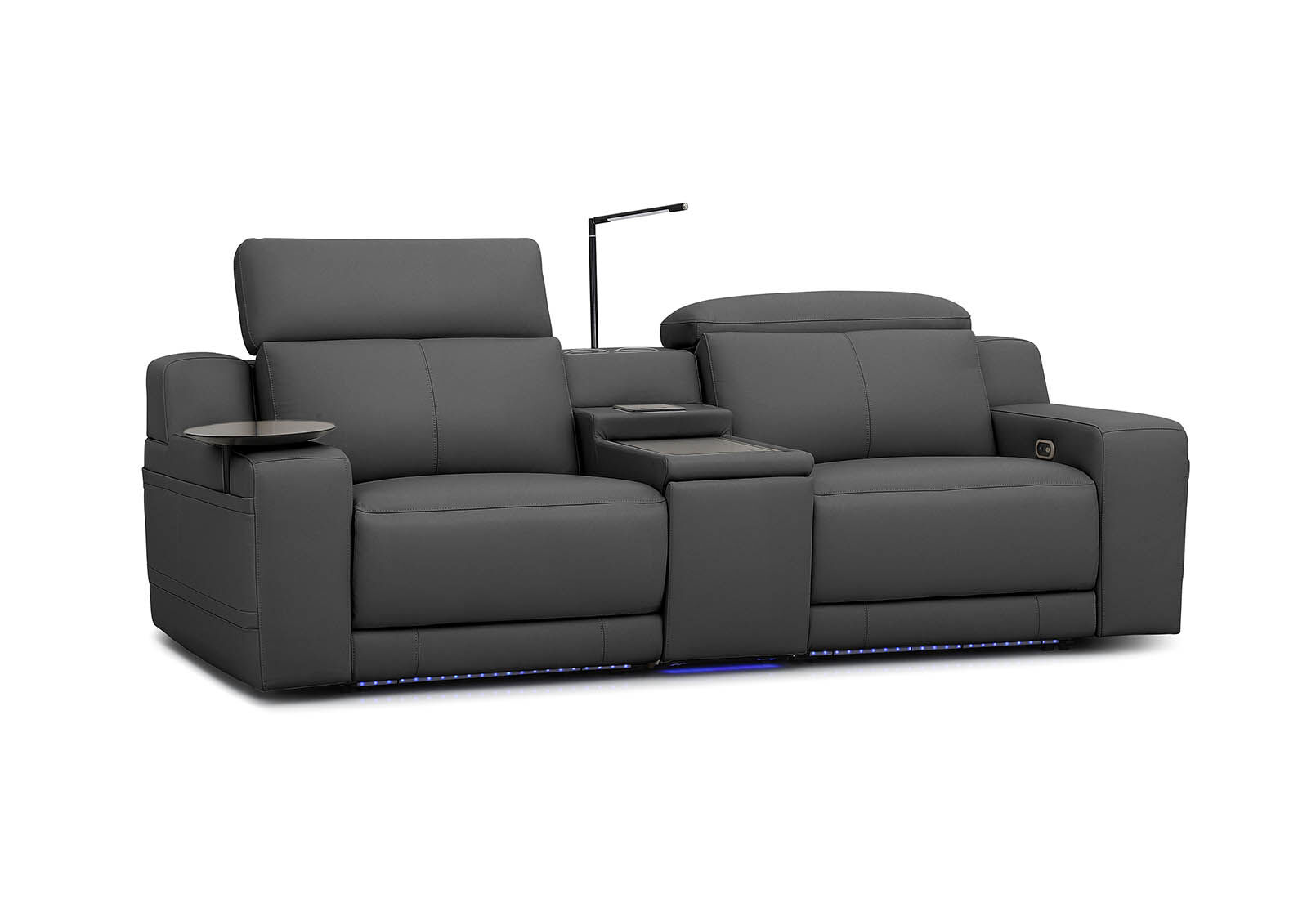 CASSIUS MK2 LEATHER - 2 Seater with Console and 2 Inbuilt Electric Recliners CASSIUS MK2 LEATHER