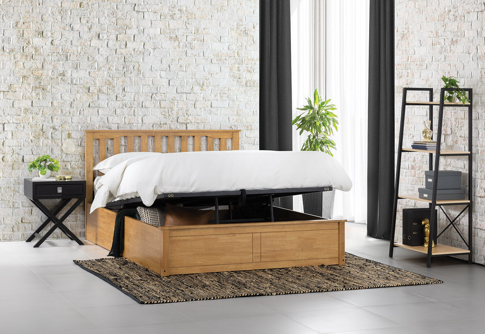 BALTIC OAK SHELBURNE Queen Lift Bed Amart Furniture