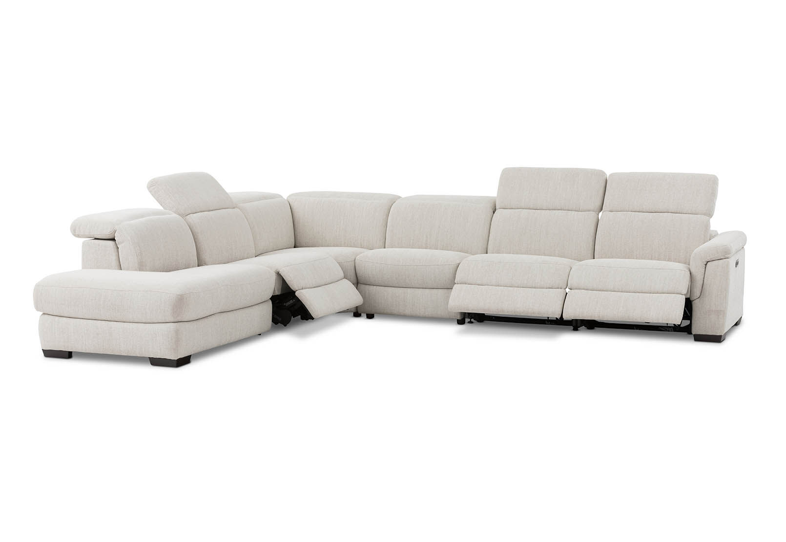LUCIANO - Fabric Corner Lounge with 3 Inbuilt Electric Recliners and Left-Hand Facing Chaise LUCIANO