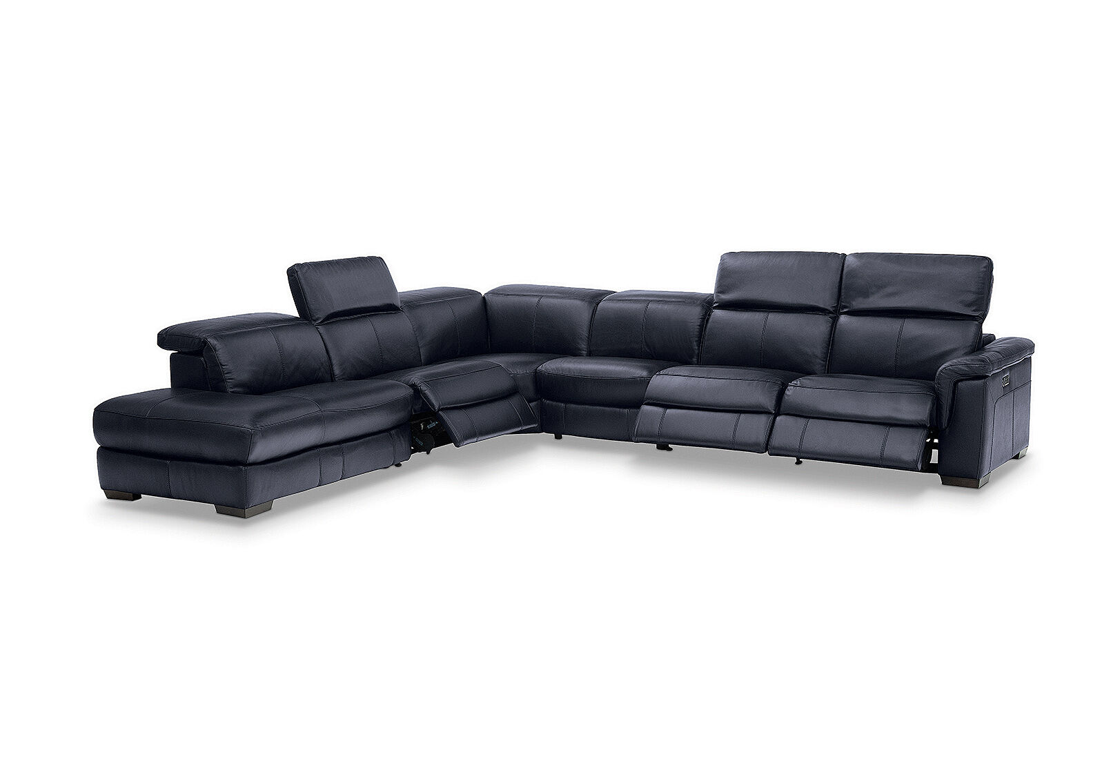 LUCIANO - Leather Corner Lounge with 3 Inbuilt Electric Recliners and Left-Hand Facing Chaise LUCIANO