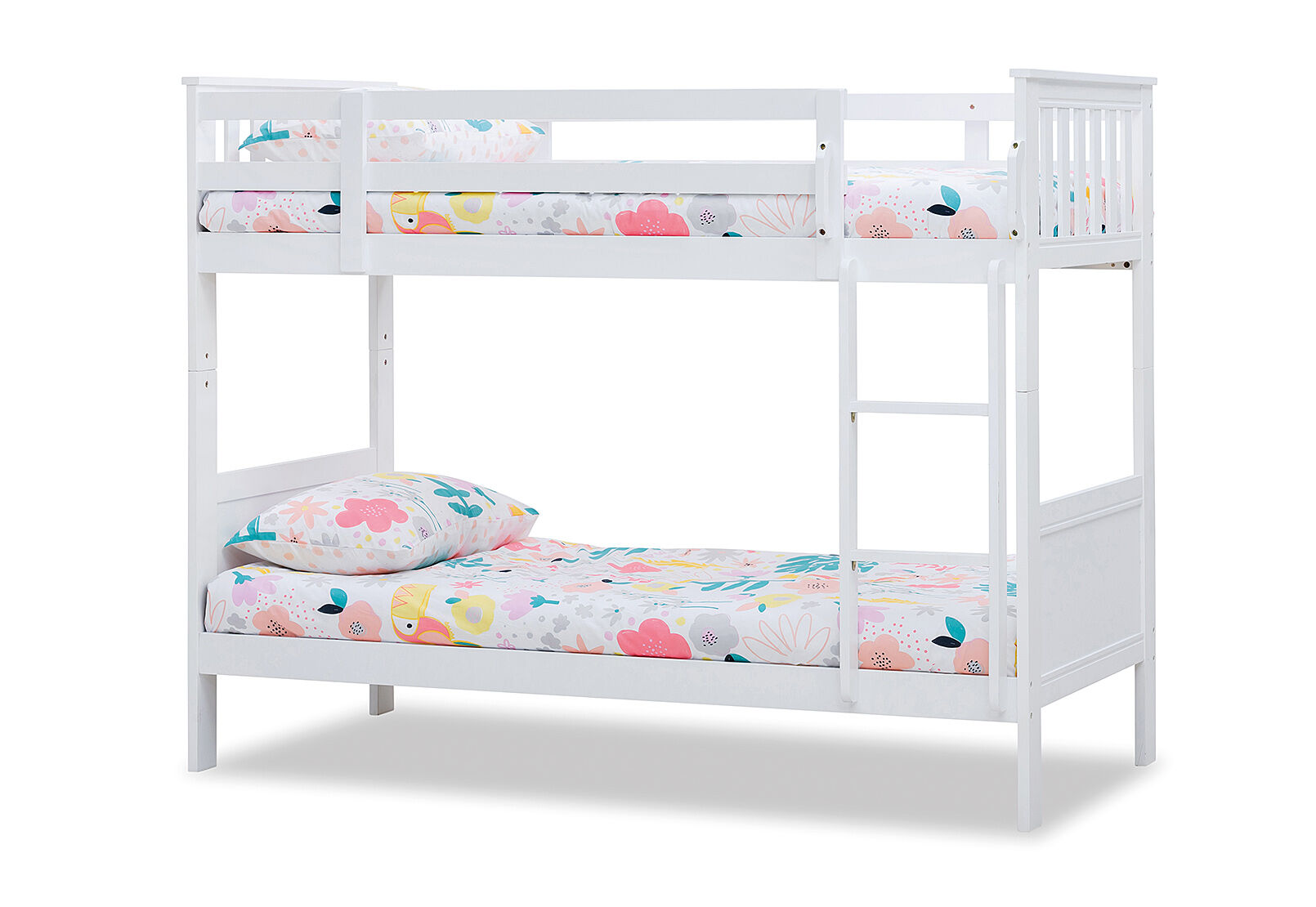 white wooden bunk beds