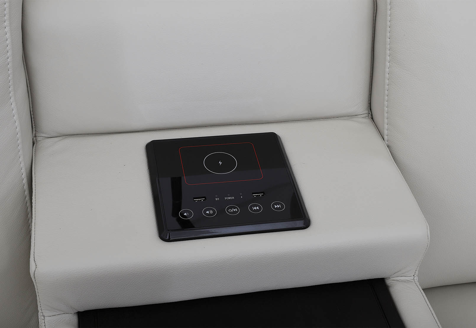 CASSIUS MK2 LEATHER - 2 Seater with Console and 2 Inbuilt Electric Recliners CASSIUS MK2 LEATHER