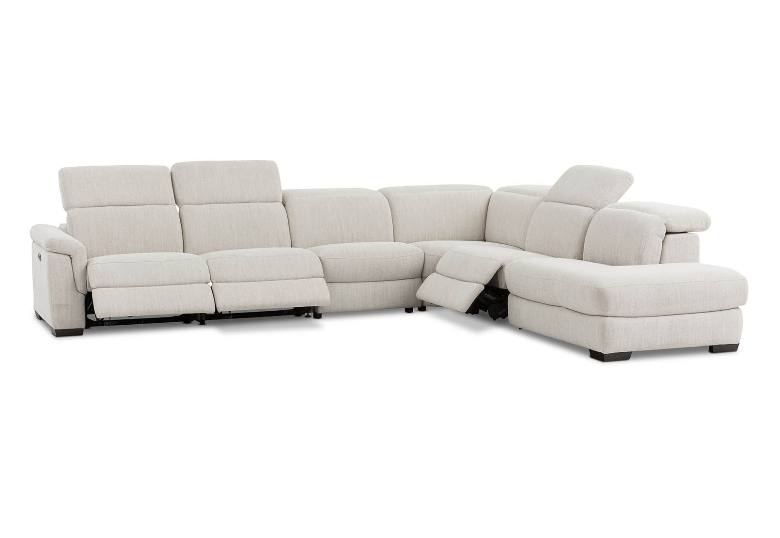LUCIANO - Fabric Corner Lounge with 3 Inbuilt Electric Recliners and Right-Hand Facing Chaise LUCIANO