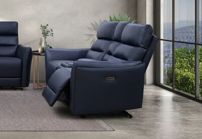 REMUS LEATHER - 2 Seater with inbuilt Electric Recliners and Console