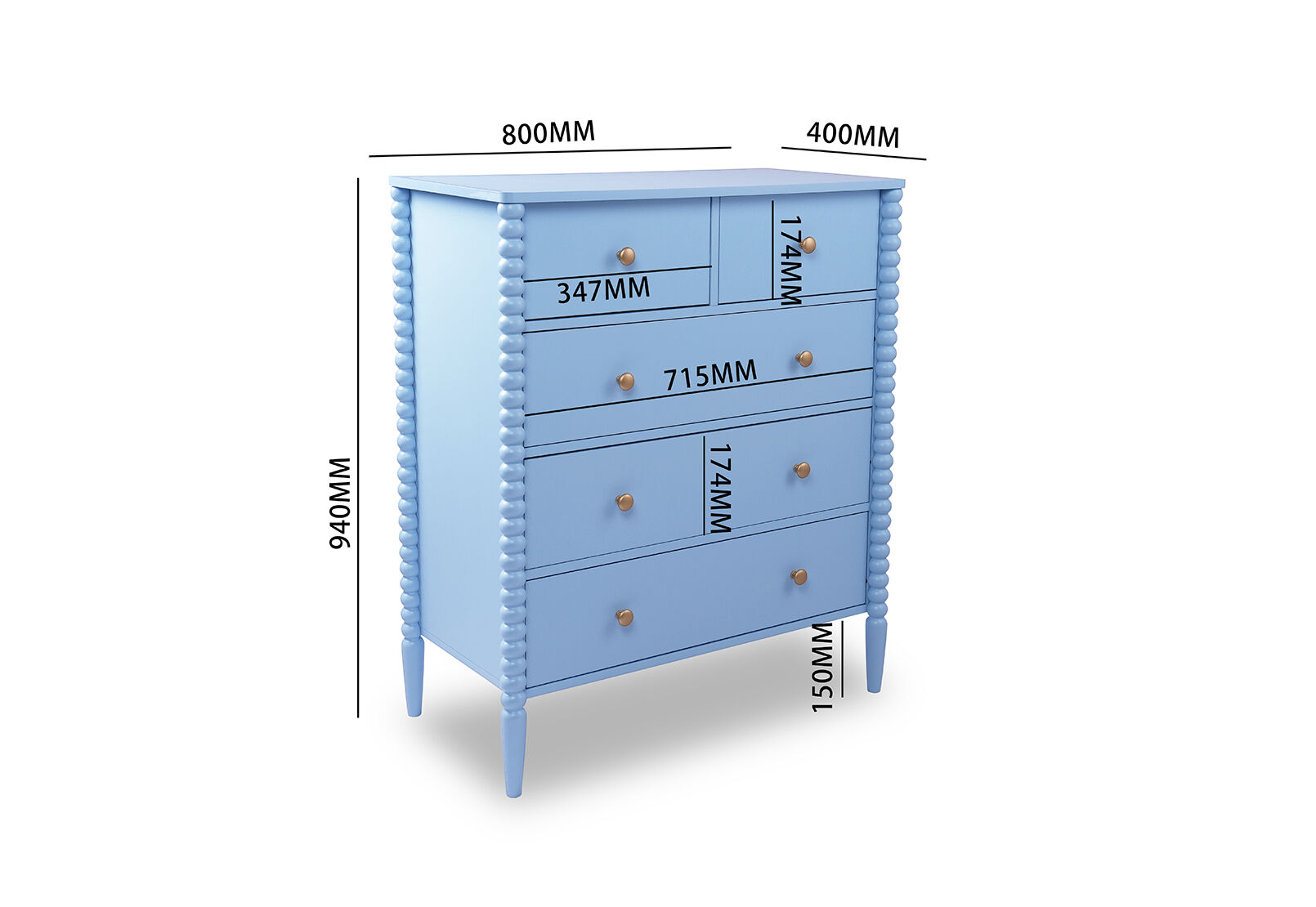 PORDENONE - 5 Drawer Tall Chest PORDENONE