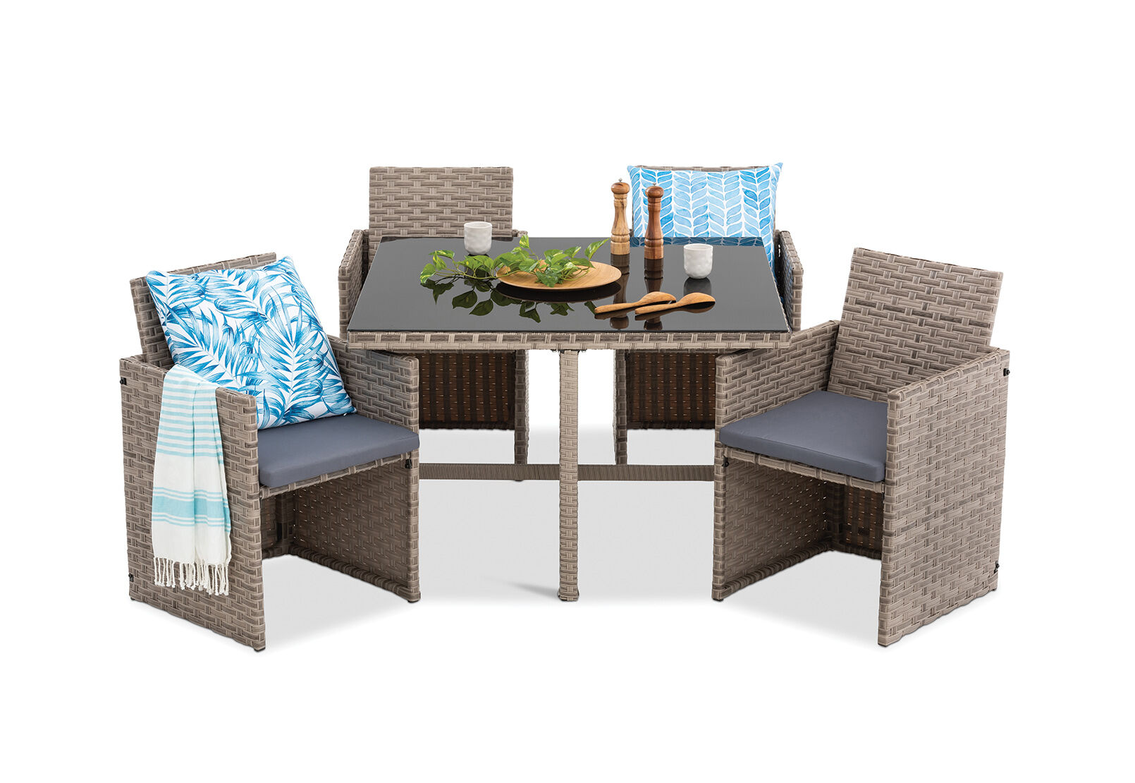 LIGHT GREY NOBBY 5 Piece Outdoor Dining Setting Amart Furniture