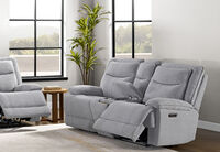 HARLINGEN FABRIC - 2 Seater Eectric Recliners with Console HARLINGEN FABRIC