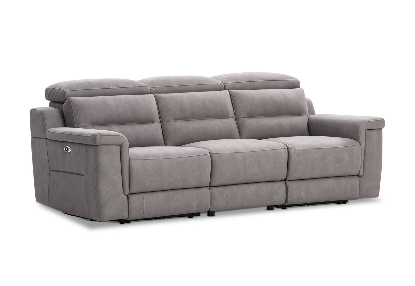 SILVER GREY LUISA 3 Seater with 2 Inbuilt Electric Recliners