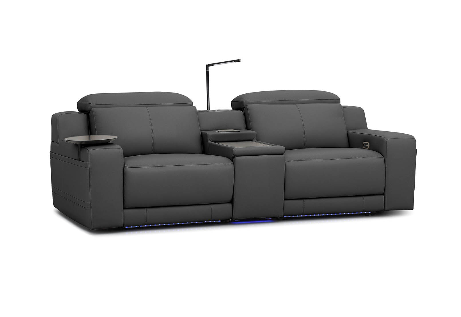 CASSIUS MK2 LEATHER - 2 Seater with Console and 2 Inbuilt Electric Recliners CASSIUS MK2 LEATHER