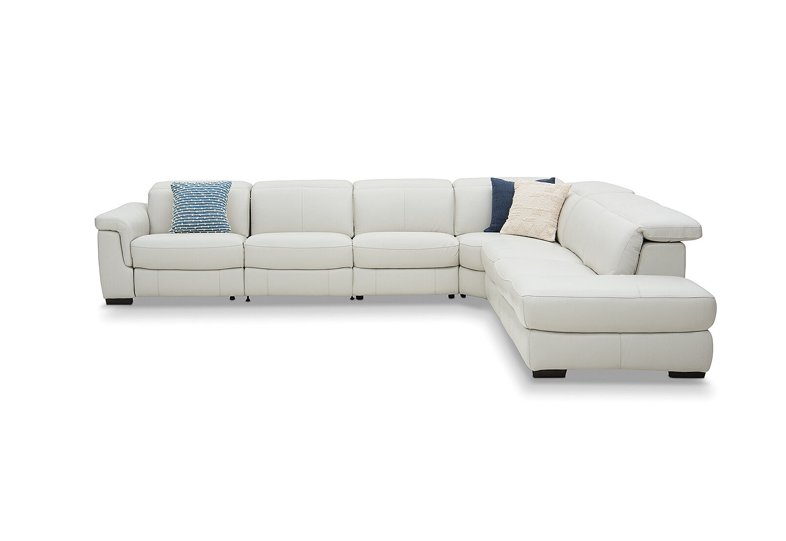 LUCIANO - Leather Corner Lounge with 3 Inbuilt Electric Recliners and Right-Hand Facing Chaise LUCIANO