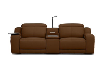 CASSIUS MK2 LEATHER - 2 Seater with Console and 2 Inbuilt Electric Recliners