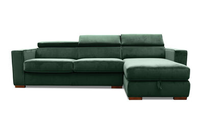 ANGUS VELVET - Right-Hand Facing 3 Seater Chaise with Sofa Bed