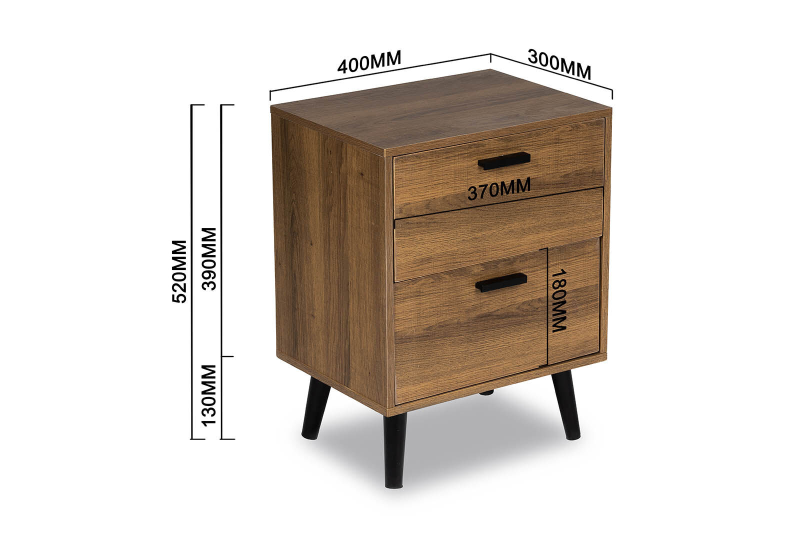 DUNLAP - 2 Drawer Bedside DUNLAP