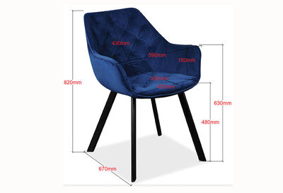 CLAREDON - Set of 2 Navy Dining Chairs