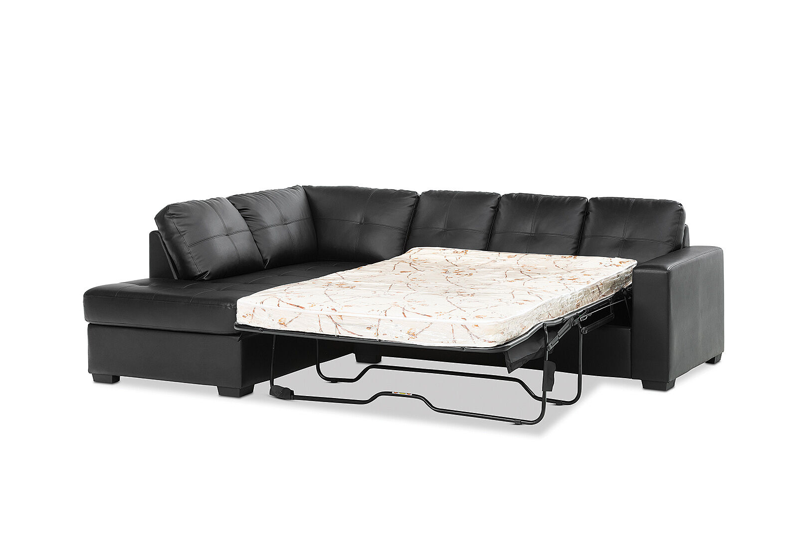 DIAMOND - Leather-Look Left-Hand Facing Corner Chaise with Sofa Bed DIAMOND