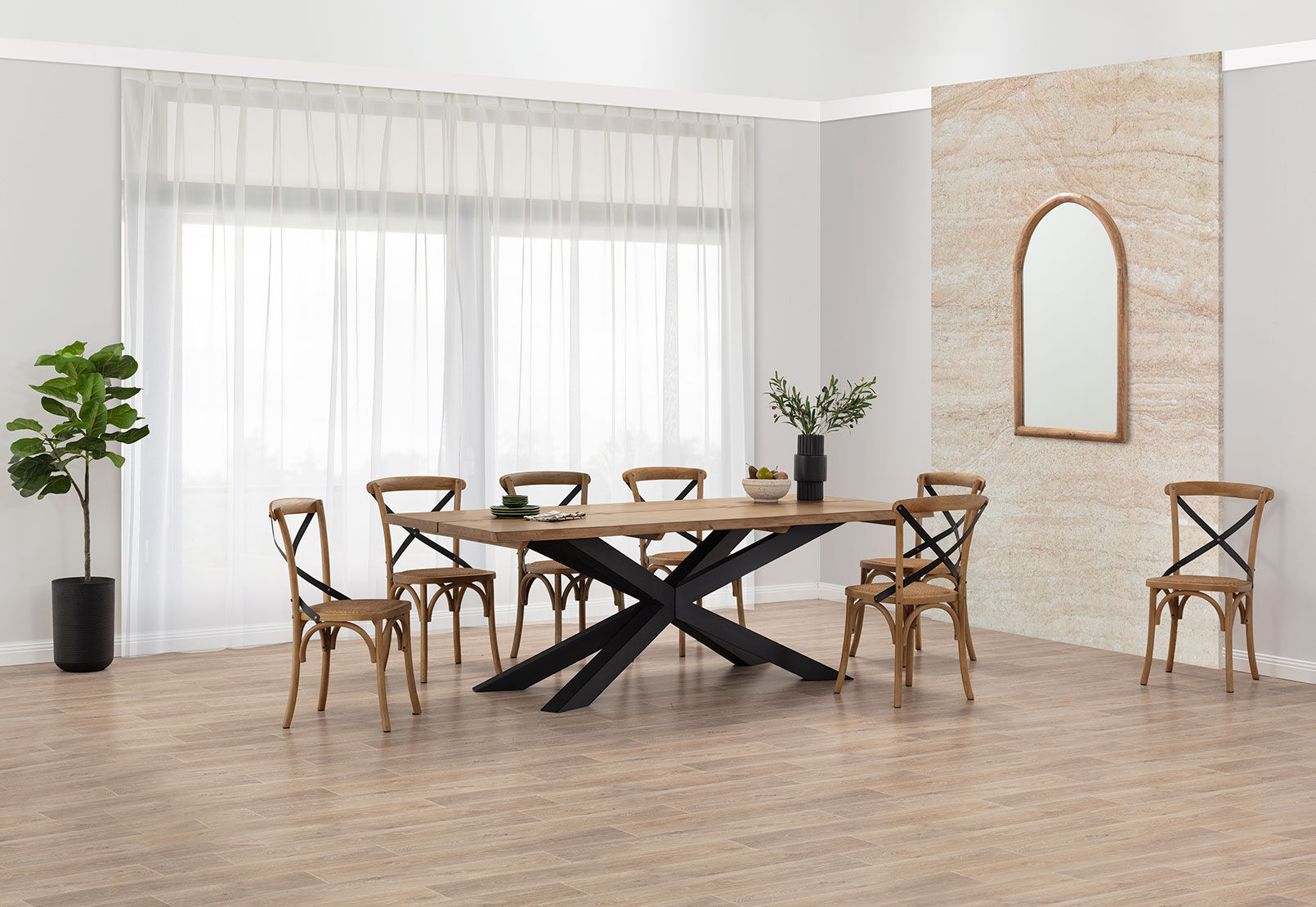 EVENDALE - 9 Piece Dining Suite with Avantee Dining Chairs. EVENDALE