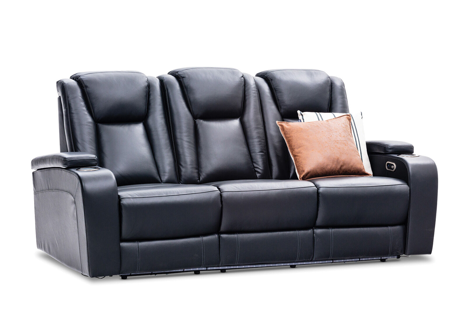 VULCAN - Leather 3 Seat Sofa with 2 Inbuilt Electric Recliners VULCAN