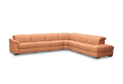 LUCIANO - Leather Corner Lounge with 3 Inbuilt Electric Recliners and Right-Hand Facing Chaise