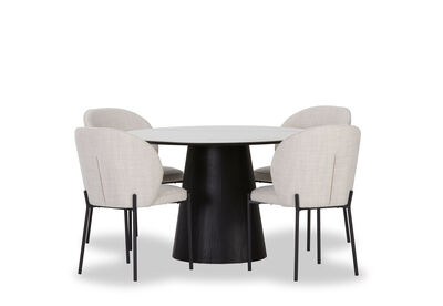 THANOS - 5 Piece Ceramic Dining Suite with Fidel Chairs