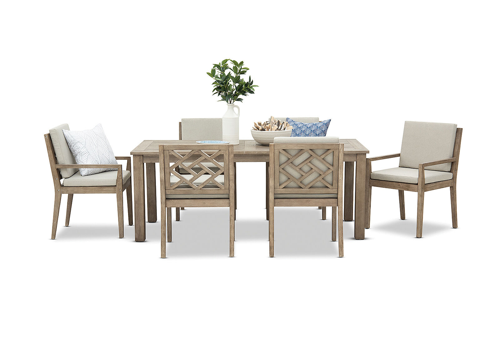Weather Grey Lillian 7 Piece Outdoor, Piece Resin Wicker Patio Dining Sets