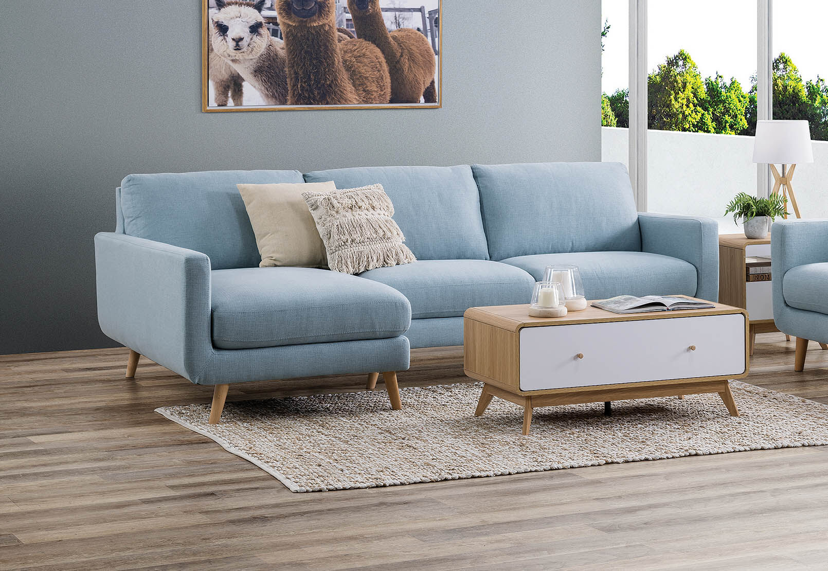 Phoebe Fabric 3 Seater with LeftHand Facing Chaise Amart