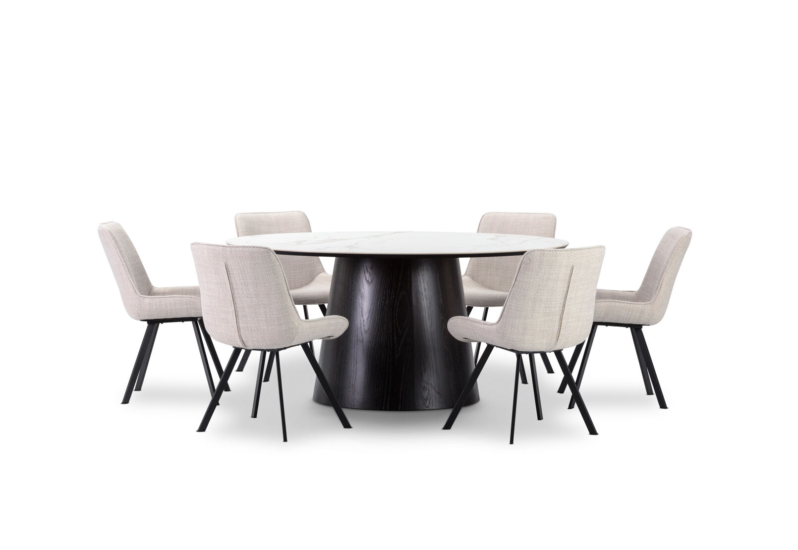 THANOS - 7 Piece Ceramic Dining Suite with Vesta Chairs THANOS