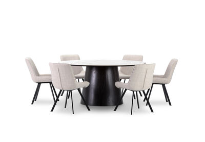 THANOS - 7 Piece Ceramic Dining Suite with Vesta Chairs