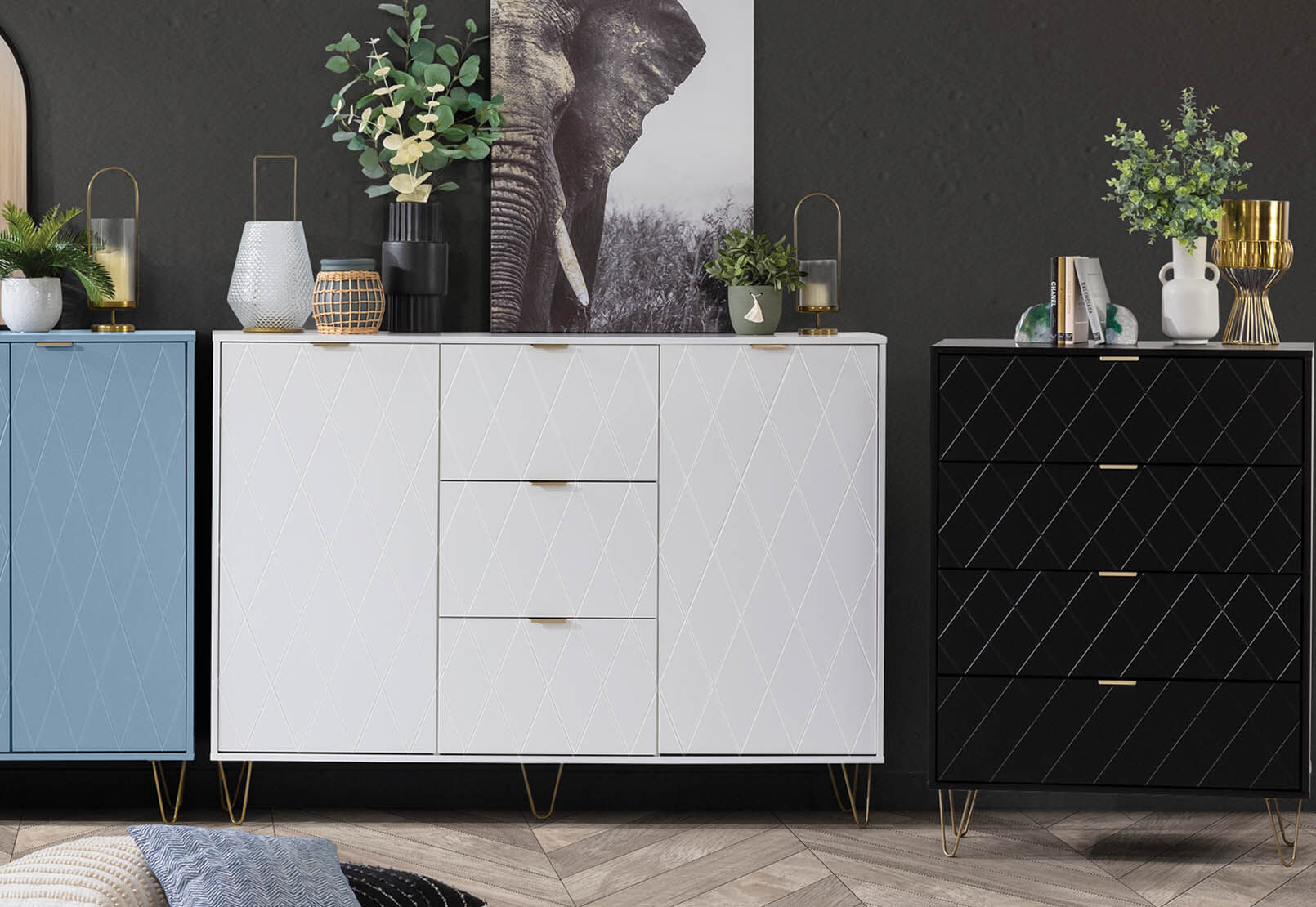 DORSEY - White 3 Drawer 2 Door Buffet DORSEY