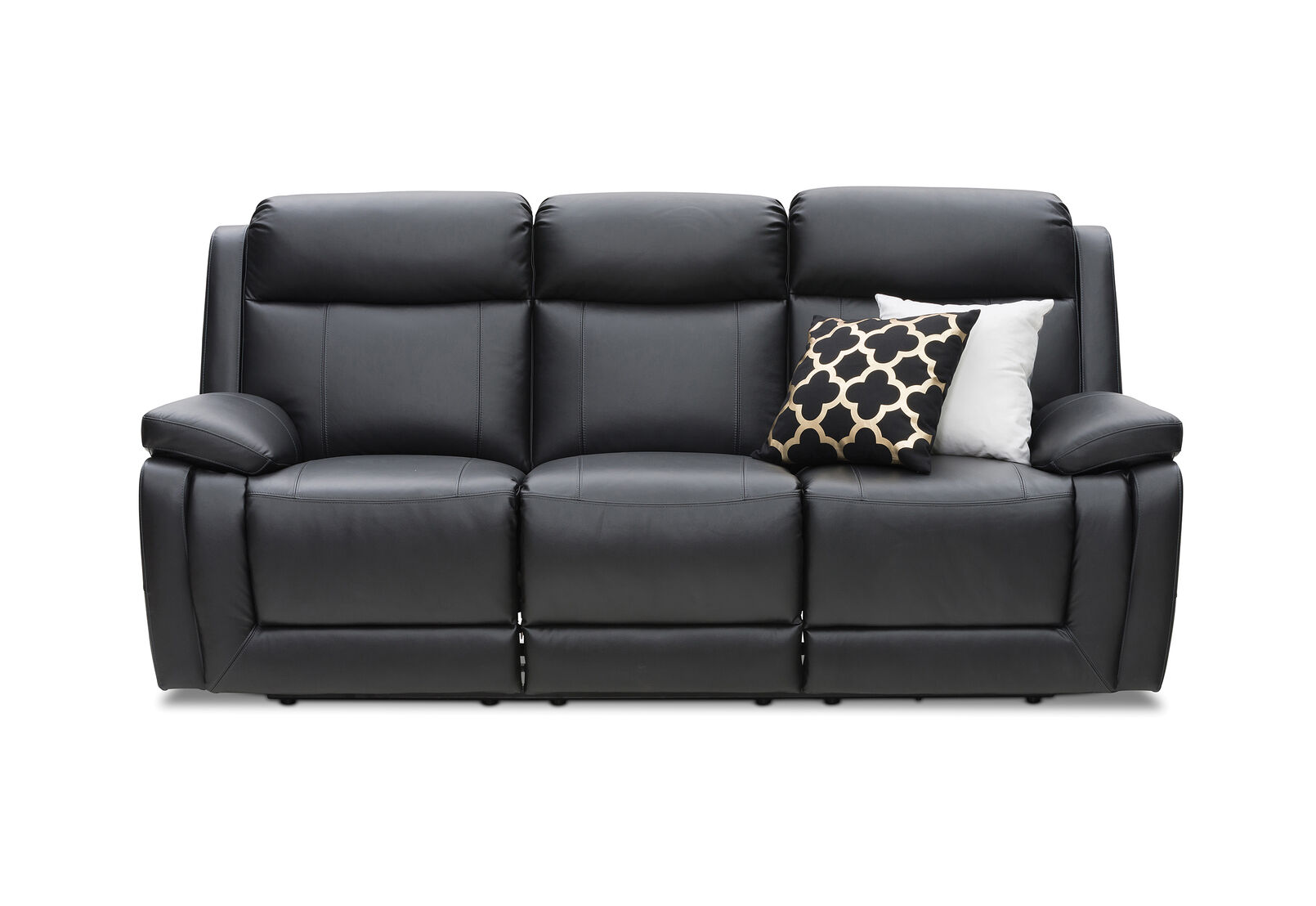 BLACK SAN MARCO Leather 3 Seater Recliner Lounge