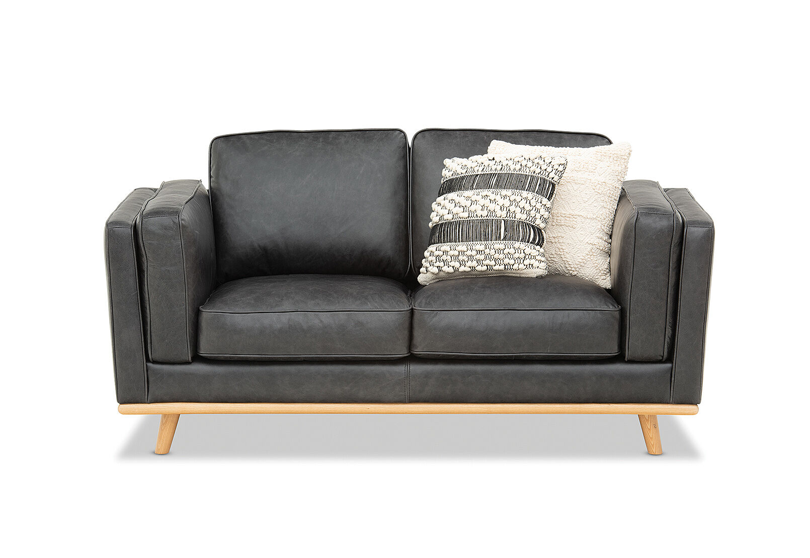 BLACK LORAS LEATHER 2 Seater Sofa