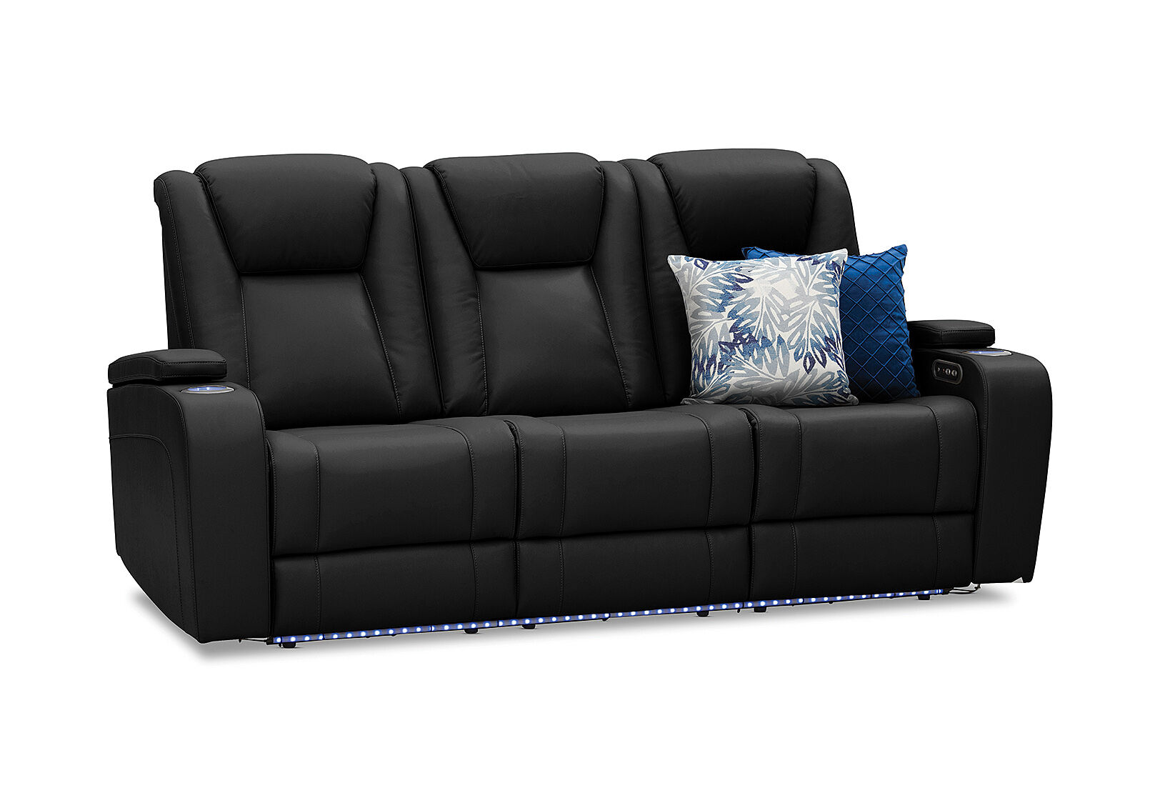 BLACK OPTIMUS LeatherLook 3 Seater Sofa Amart Furniture